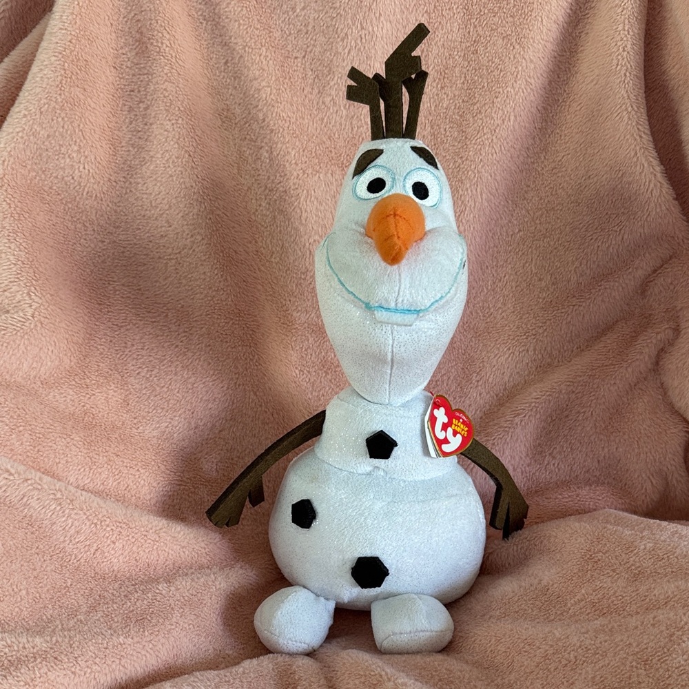 Ty Olaf from Disney White and Brown Snowman Plush Toy Beanie Baby